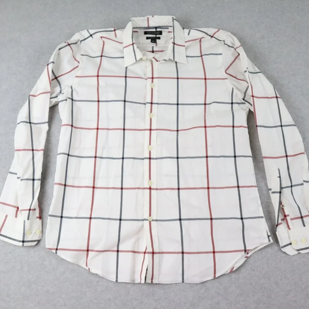 Banana Republic Shirt Mens Large Camden Fit Casual Button Up White Long Sleeve‎